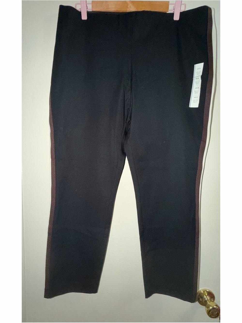 A New Day Skinny Ankle Pants Womens Size 18 R Black - Brown & White Stripe Nwts